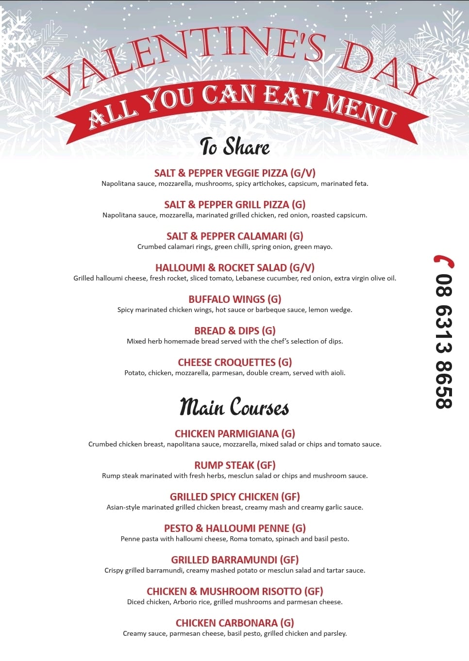 Valentines Day Special Menu